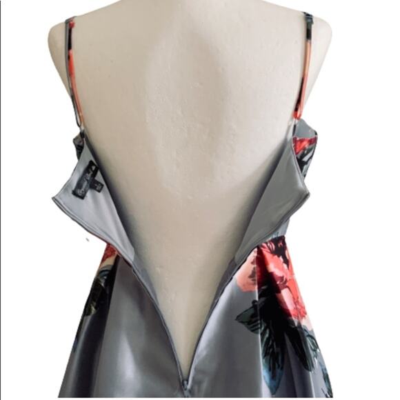 Crystal Doll Dress Gray Blue Pink Floral Spaghetti Strap Party Junior Size 3 NEW - Picture 9 of 14